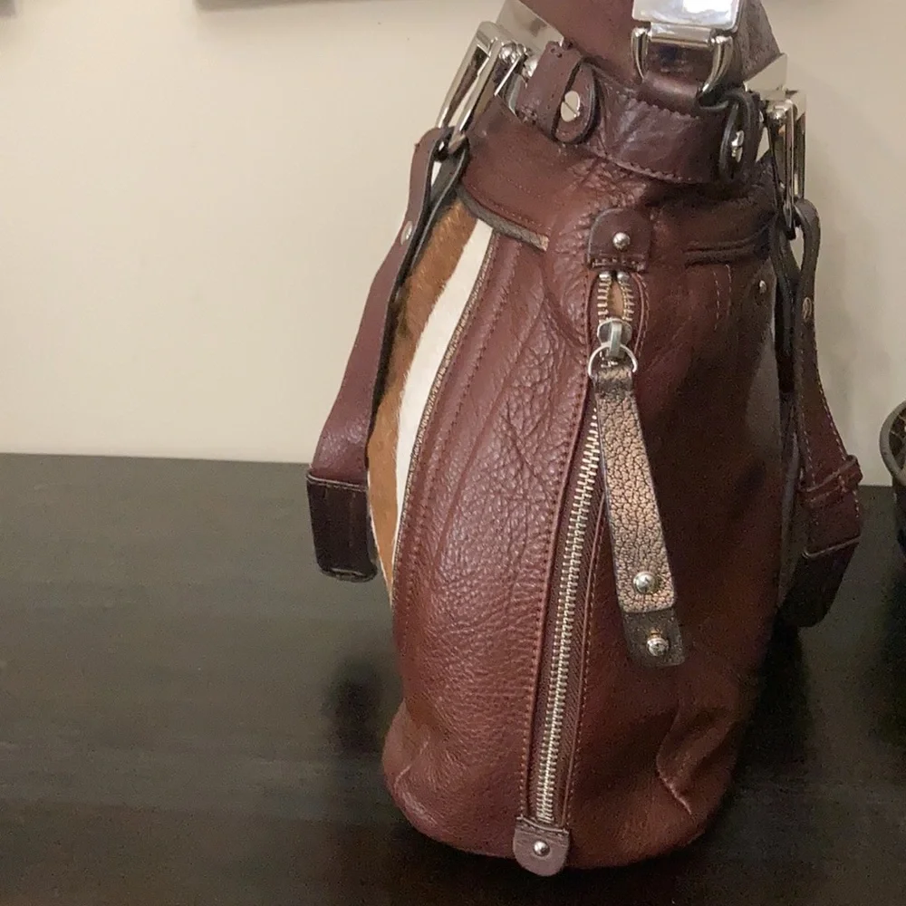 B MAKOWSKY Leather and Calf Hair HANDBAG - Picture 8 of 13